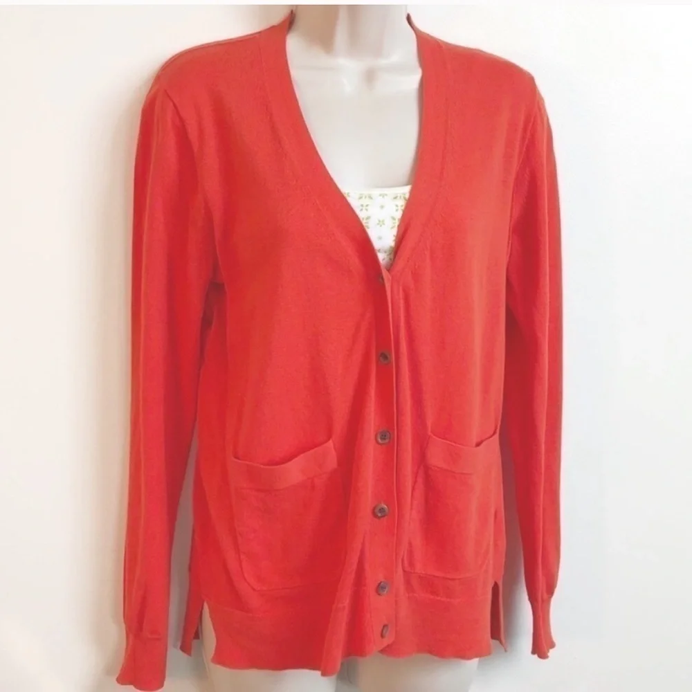 J. Crew Summerweight solid knit orange cotton cardiga…